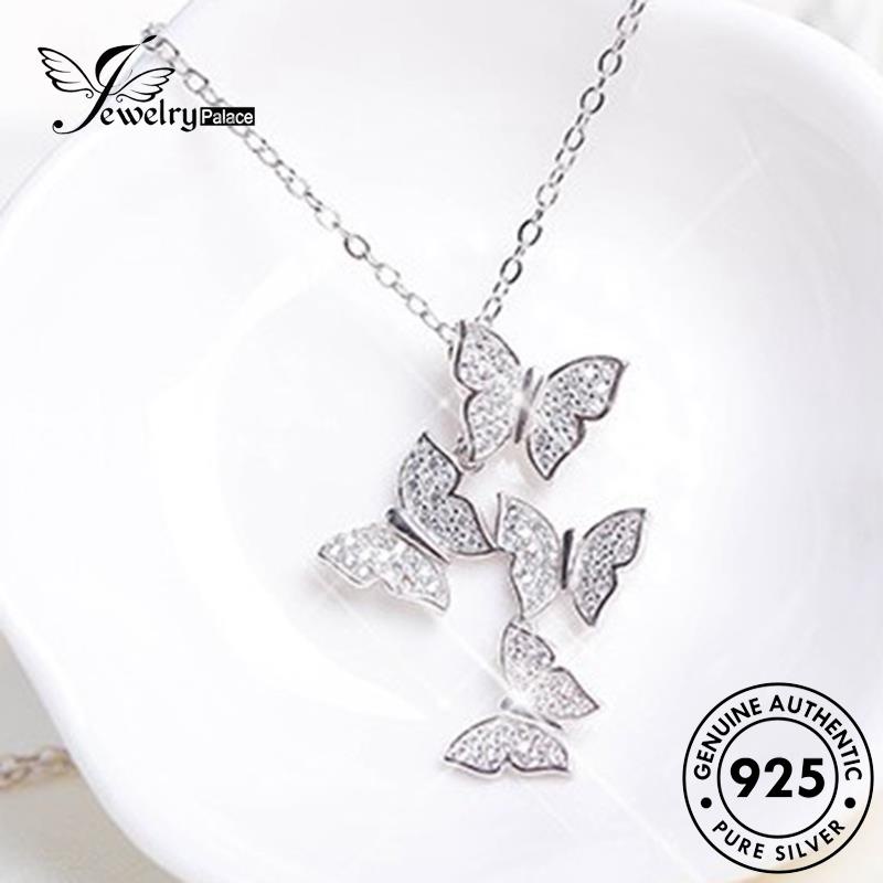 Jewelrypalace Kalung Fashion Wanita925 Emas Kupu Kupu Berlian Asli Silver Moissanite N382