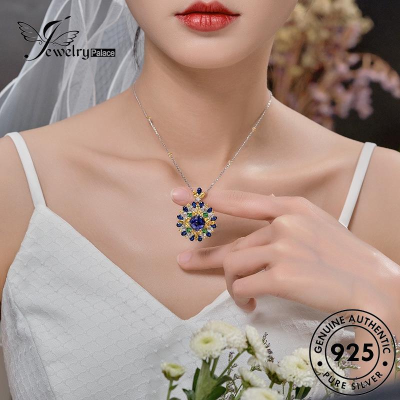 Jewelrypalace Bulat Fashion Kalung Perak Asli925 Safir Wanita N1168