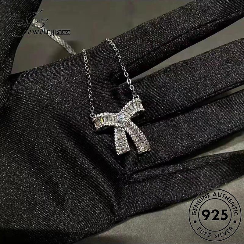 Jewelrypalace Elegant Berlian Perak Busur Wanita Asli925Kalung Moissanite N1415