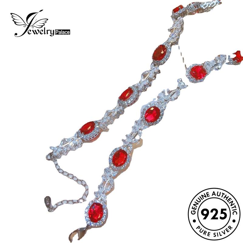 Jewelrypalace925 Kalung Wanita Ruby Asli Mewah Perak N1402