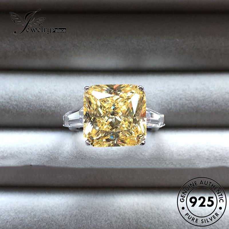 JEWELRYPALACE Perhiasan korea Perak Sterling Aksesori Retro Asli Murni Citrine Kawin Silver Square Wanita Cincin Nikah 925 Original Silver R2