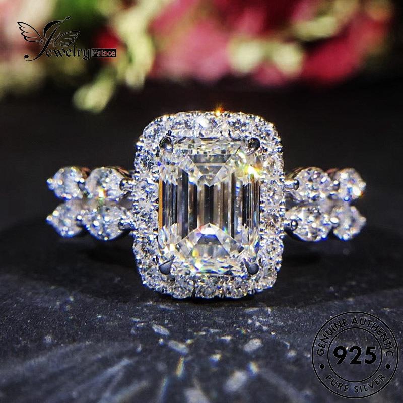 JEWELRYPALACE Moissanite Silver Sterling Silver Perak Nikah Square Asli 925 Murni Original Wanita Cincin Kawin Column Diamond Perhiasan Fashion korea Aksesori R71