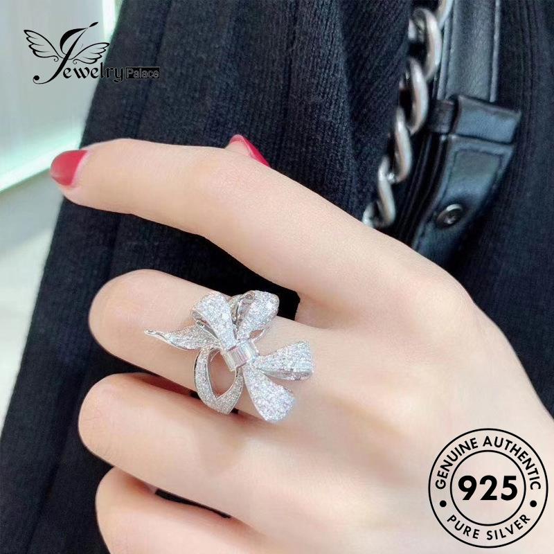 JEWELRYPALACE 925 Silver Perhiasan Perak Nikah Bow Silver Original korea Moissanite Kawin Aksesori Sterling Asli Diamond Murni Wanita Cincin Fashion R110