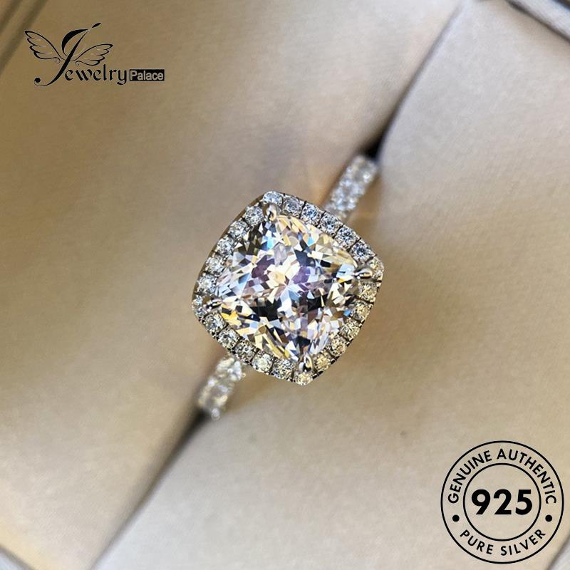 JEWELRYPALACE korea Perhiasan Kawin Fashion Asli Cincin Diamond Silver Silver Perak Sterling Square Moissanite Aksesori Nikah Murni Wanita Original 925 R294