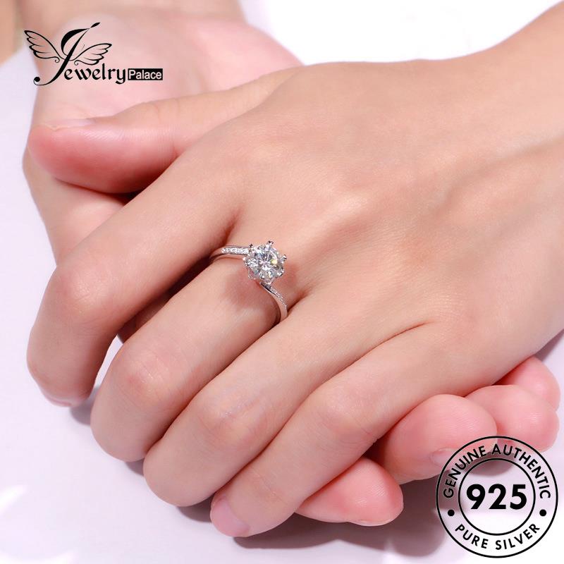 JEWELRYPALACE 925 Diamond Original Kawin korea Nikah Aksesori Sterling Silver Classic Flowers Wanita Cincin Perhiasan Perak Asli Moissanite Murni Silver R403