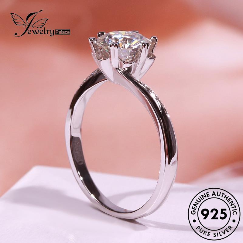 JEWELRYPALACE 925 Diamond Original Kawin korea Nikah Aksesori Sterling Silver Classic Flowers Wanita Cincin Perhiasan Perak Asli Moissanite Murni Silver R403