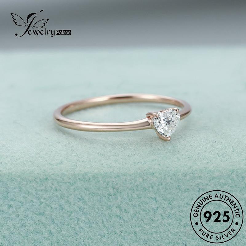 JEWELRYPALACE Perhiasan Personality Love Aksesori Gold Nikah Wanita Sterling Cincin Original Moissanite Kawin Silver Perak Diamond 925 korea Murni Silver Asli R365