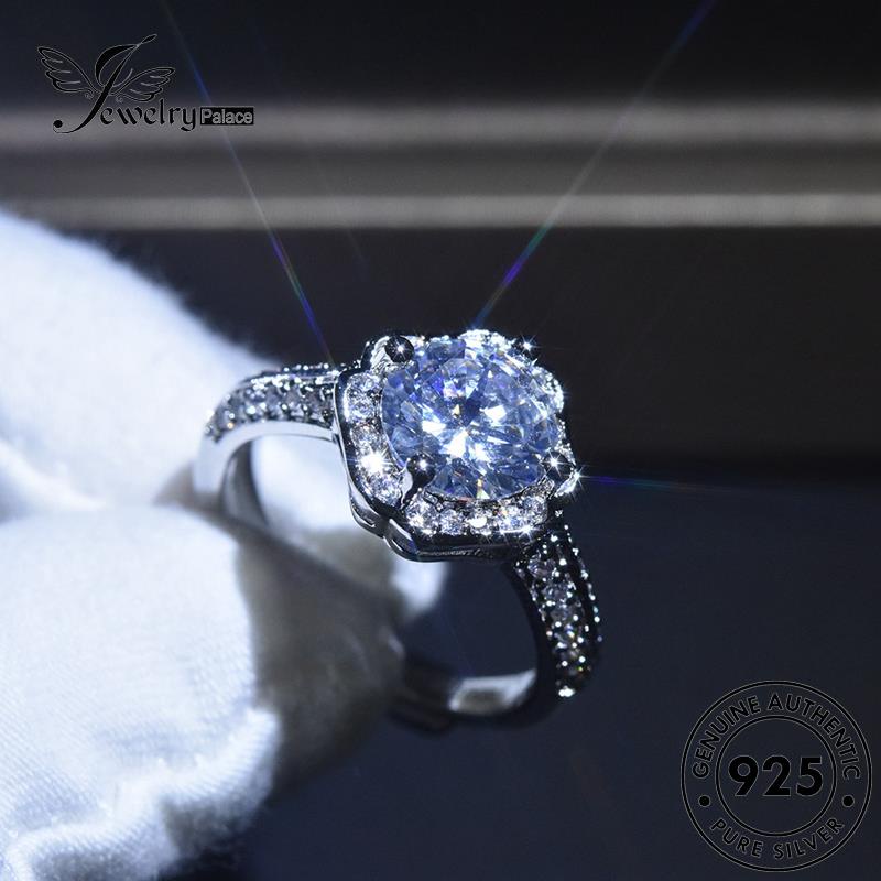 JEWELRYPALACE Silver Kawin Flowers Perhiasan Sterling Cincin Original Wanita Silver Asli Moissanite Nikah 925 Murni Simple Diamond Aksesori korea Perak R1011