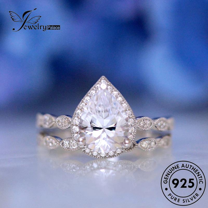 JEWELRYPALACE Pasangan Aksesori Moissanite Cincin Diamond korea Kawin Sterling Perhiasan Couple Asli Silver Original Perak 925 Nikah Classic Silver Drop Murni R925