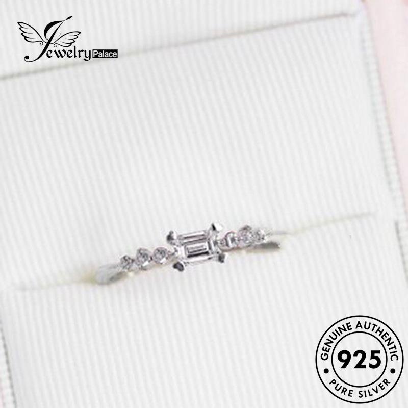 JEWELRYPALACE Original Cincin Simple Perhiasan Wanita Sterling Small Aksesori Murni Perak 925 Diamond korea Asli Silver Moissanite Nikah Square Silver Kawin R934