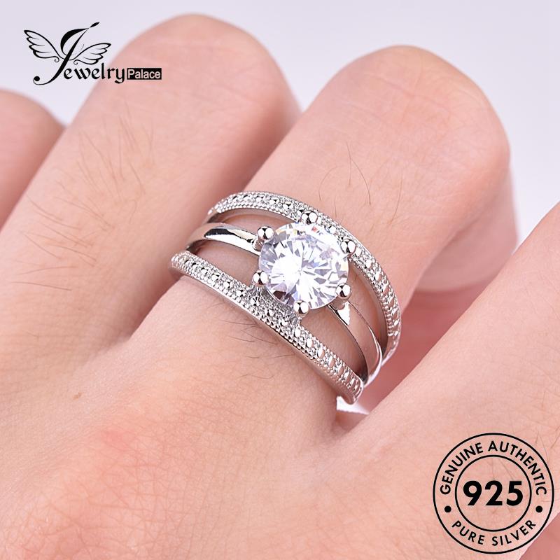 JEWELRYPALACE Gold Nikah Silver Wanita Perhiasan Kawin Sterling Multi-Layer Original Six-Claw Diamond 925 Perak Silver Moissanite Fashion Cincin korea Asli Murni Aksesori R1374