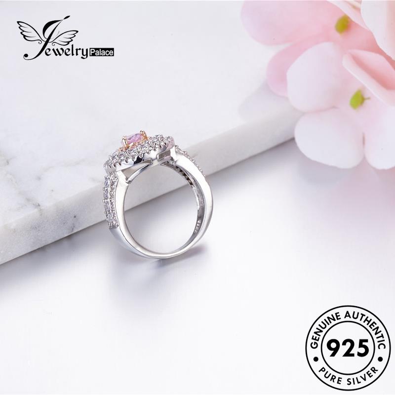 JEWELRYPALACE Silver Crystal Silver Perhiasan 925 Sterling Nikah Personalized Kawin Drop Pink Murni Aksesori Cincin Perak Water Diamond Asli korea Original Wanita R1148