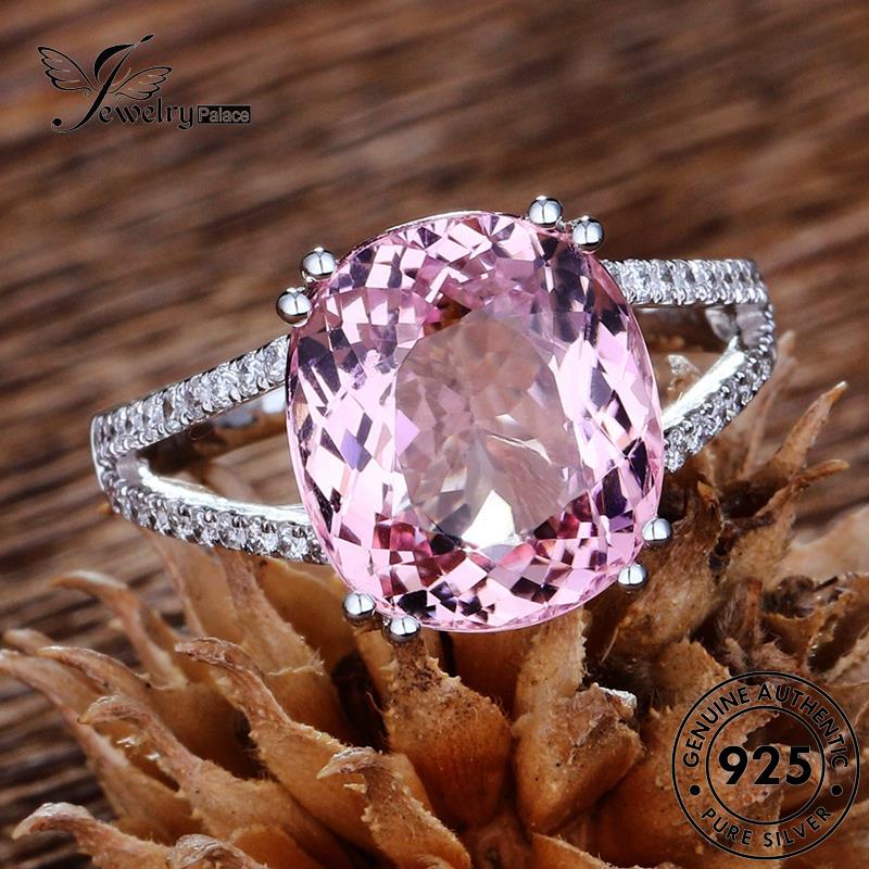 JEWELRYPALACE Asli Diamond Murni Oval Crystal Silver Sterling Nikah Pink Kawin korea Cincin Wanita 925 Perak Aksesori Original Silver Perhiasan Simple R1673