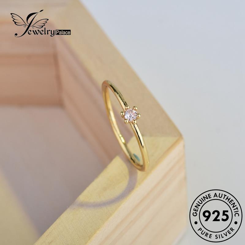 JEWELRYPALACE 925 Silver Silver korea Cincin Moissanite Gold Mini Aksesori Sterling Murni Kawin Original Perhiasan Perak Diamond Simple Wanita Asli Nikah R1682