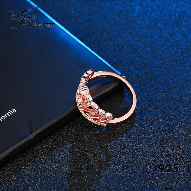 JEWELRYPALACE Gold Cincin Original Nikah Diamond Moissanite Murni 925 korea Sterling Silver Asli Kawin Crown Aksesori Silver Perak Wanita Personalized Perhiasan R1695