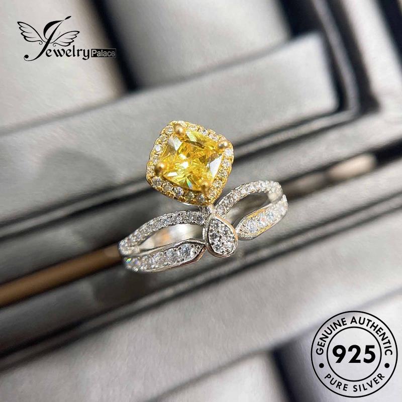 JEWELRYPALACE Nikah Perak Silver Asli Sterling 925 Kawin Aksesori Original Personality Murni Love korea Silver Perhiasan Citrine Cincin Wanita R1853