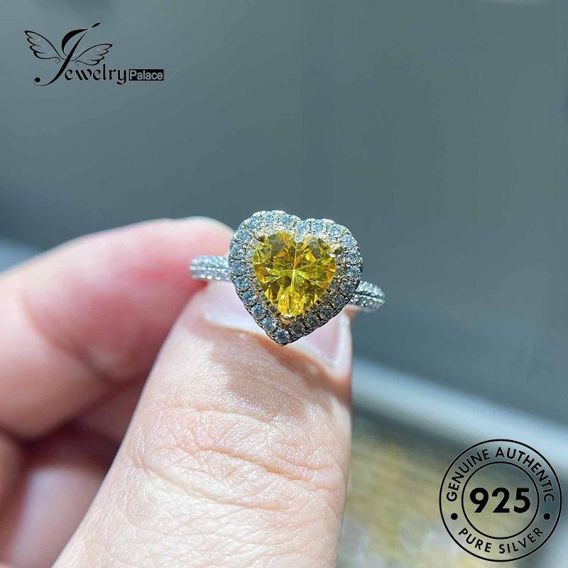 JEWELRYPALACE Nikah Perak Silver Asli Sterling 925 Kawin Aksesori Original Personality Murni Love korea Silver Perhiasan Citrine Cincin Wanita R1853