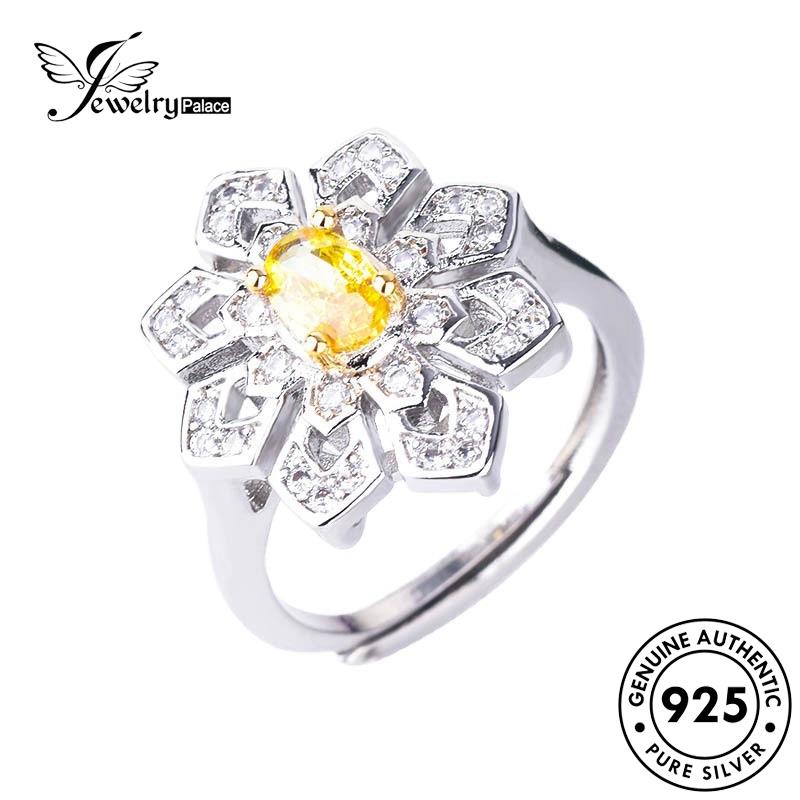 JEWELRYPALACE Creative Nikah korea Snowflake Silver Citrine Kawin Perak Wanita Cincin 925 Asli Perhiasan Murni Silver Original Aksesori Sterling R1760