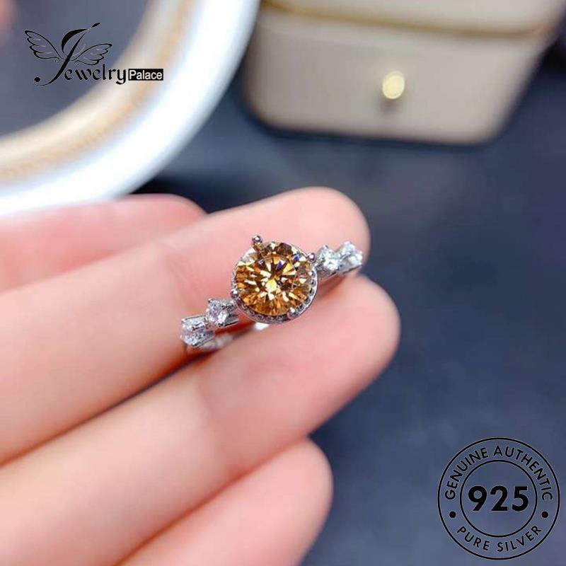 JEWELRYPALACE Classic Murni 925 Asli Claw Silver Original Wanita Kawin Sterling Nikah Citrine Perhiasan Perak Cincin Silver korea Six Aksesori R1876