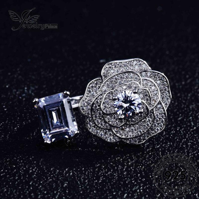 JEWELRYPALACE Luxury Cincin Perhiasan Silver Murni Wanita 925 Asli Sterling Diamond Nikah Aksesori Camellia Moissanite Silver Perak korea Kawin Original R1880