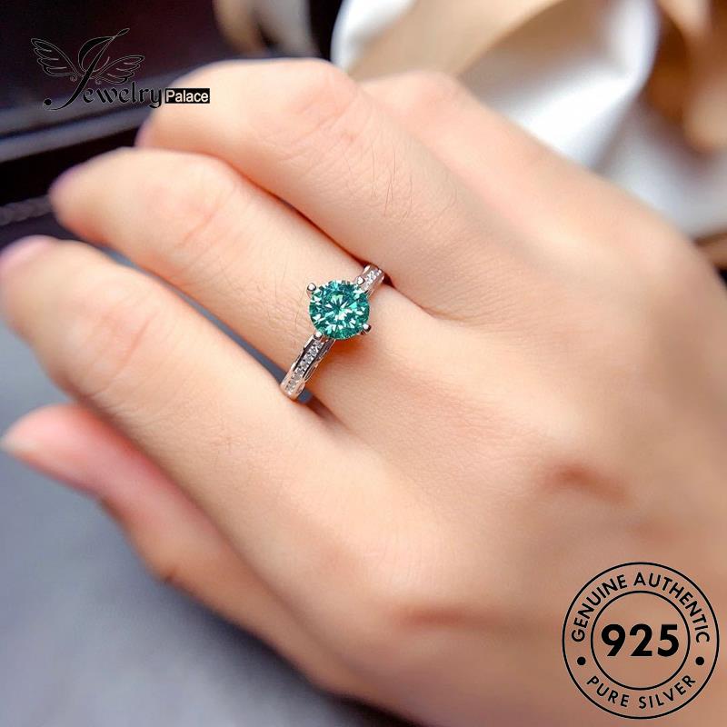 JEWELRYPALACE Silver Nikah Wanita Asli korea 925 Murni Sterling Aksesori Gold Classic Silver Perak Emerald Original Perhiasan Kawin Cincin R1956