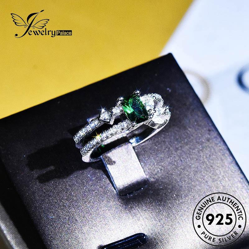 JEWELRYPALACE Kawin Emerald Nikah Fashion Wanita 925 Silver Sterling Murni Asli Aksesori Perak korea Cincin Perhiasan Silver Original Cross R2051