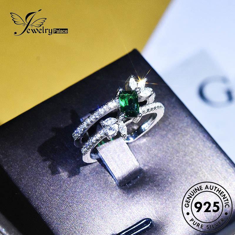 JEWELRYPALACE Kawin Emerald Nikah Fashion Wanita 925 Silver Sterling Murni Asli Aksesori Perak korea Cincin Perhiasan Silver Original Cross R2051