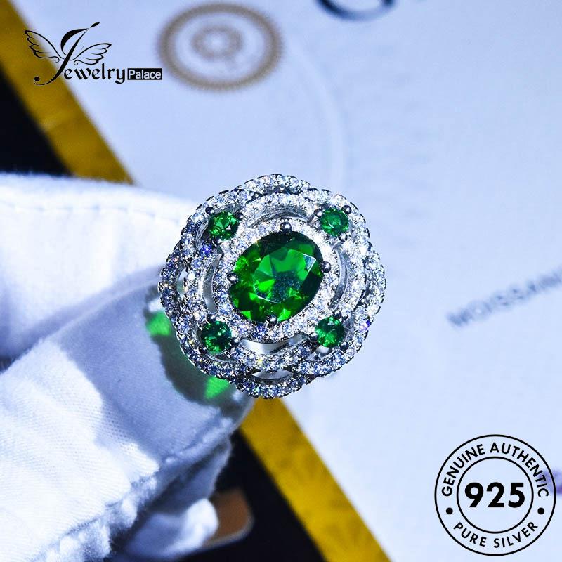 JEWELRYPALACE Creative Original Aksesori Nikah Asli Perhiasan Perak 925 Flowers Cincin Murni Silver Silver Kawin Emerald Sterling korea Wanita R2004