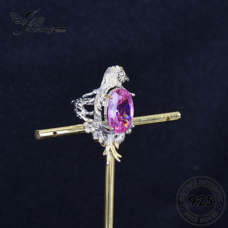 JEWELRYPALACE Silver Perhiasan Retro Sterling Crystal Asli korea Aksesori Kawin Perak Nikah Diamond Original Wanita Silver 925 Cincin Eagle Murni Pink R2115