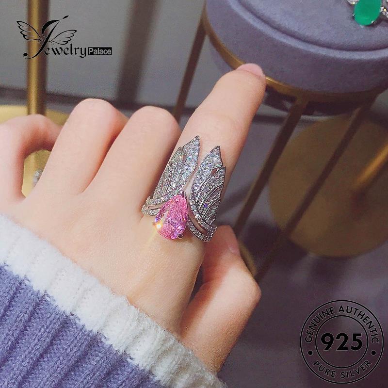 JEWELRYPALACE Emerald Sterling Aksesori 925 Silver Perak Nikah Asli Murni Wanita Vintage Cincin Wings korea Kawin Perhiasan Original Silver Angel R2119