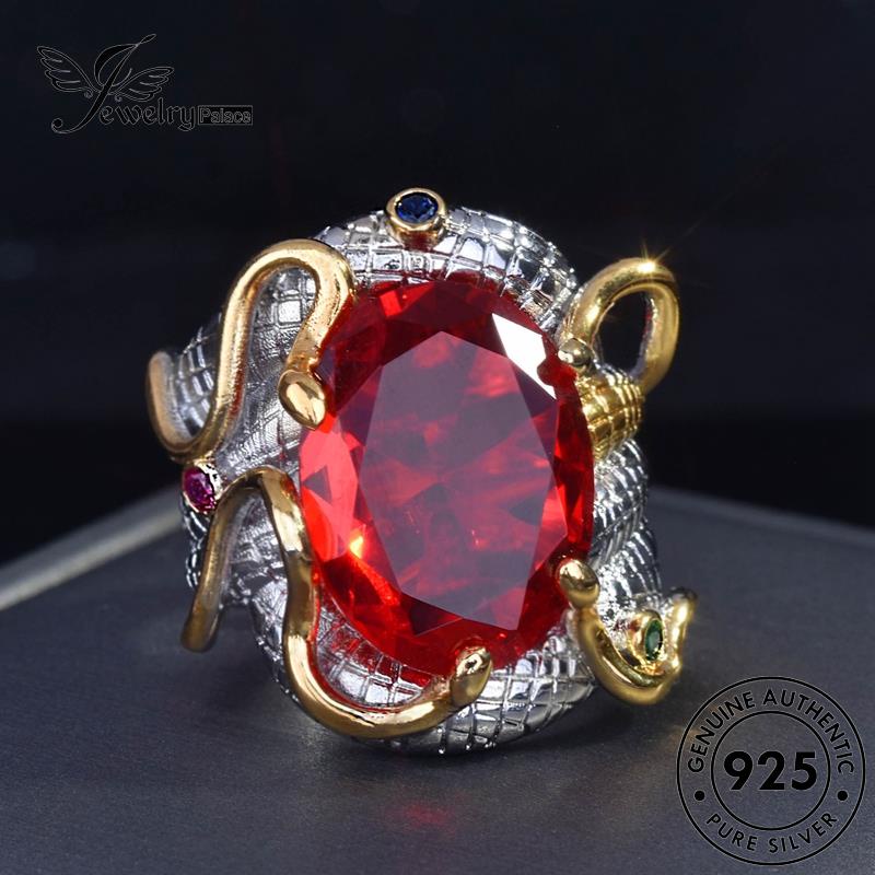 JEWELRYPALACE Original Silver Ruby Perhiasan Silver Aksesori Wanita Snake Retro Cincin Murni Perak Nikah Kawin Asli korea 925 Sterling R2126