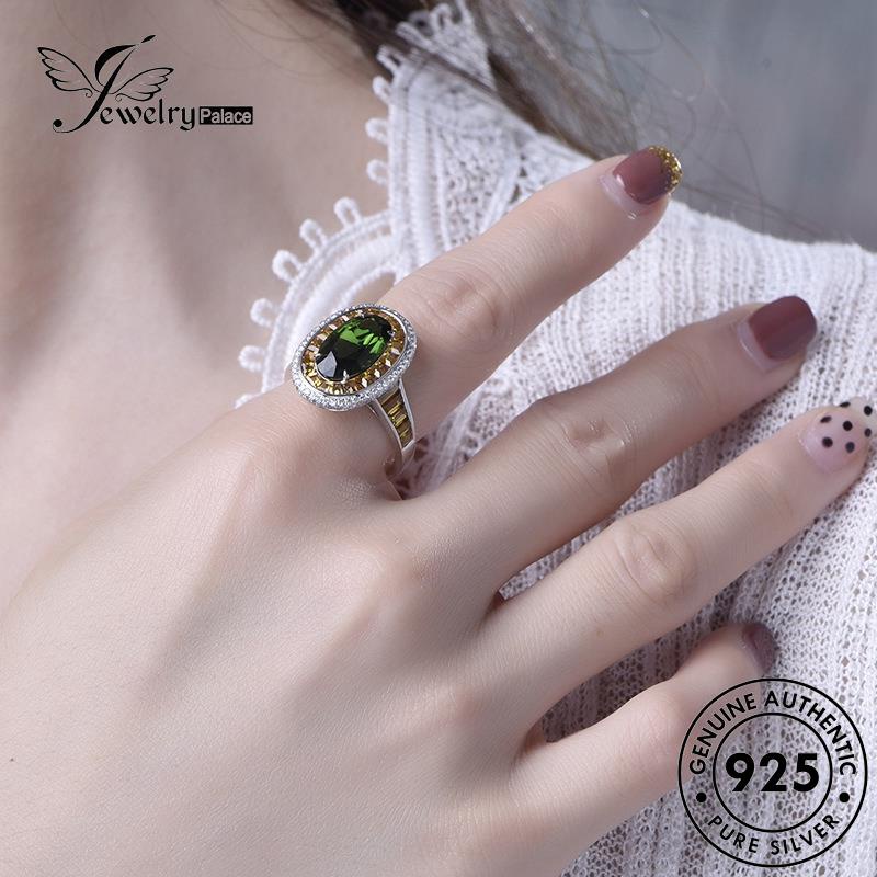 JEWELRYPALACE Kawin Nikah Asli Silver Oval 925 Cincin Emerald Murni korea Silver Aksesori Sterling Vintage Wanita Original Perak Perhiasan R2128