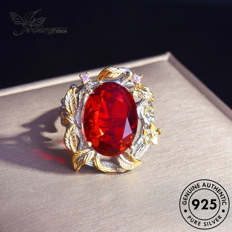 JEWELRYPALACE Murni Aksesori Retro Sterling Perak Two-Color 925 Cincin Kawin Nikah Ruby Perhiasan Asli Silver Silver Original Wanita korea R2129