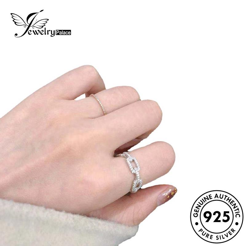 JEWELRYPALACE Perak Aksesori Diamond 925 Silver Moissanite Cincin Sterling Creative Kawin Asli korea Murni Nikah Perhiasan Wanita Silver Chain Original R2162