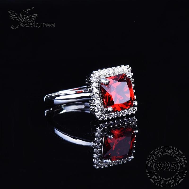 JEWELRYPALACE Silver Nikah Perhiasan Kawin Murni Asli Sterling Silver Retro 925 korea Cincin Original Square Wanita Aksesori Perak Ruby R2227