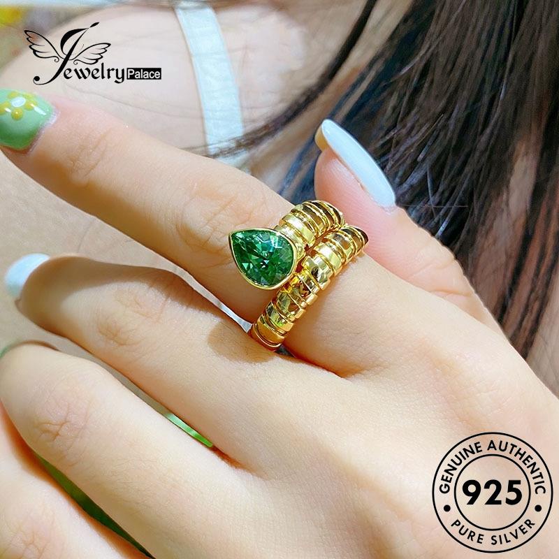 JEWELRYPALACE Cincin Asli Original Perak Nikah Aksesori Kawin 925 Silver Serpentine Sterling korea Silver Wanita Emerald Murni Perhiasan Luxury R2332