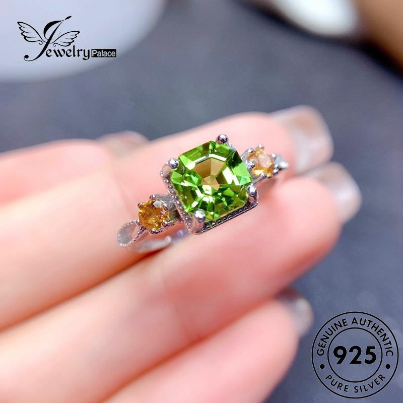 JEWELRYPALACE Square korea Nikah Wanita Emerald Cincin Aksesori Sterling Perak Silver Perhiasan Murni Silver Original Retro Asli 925 Kawin R2386