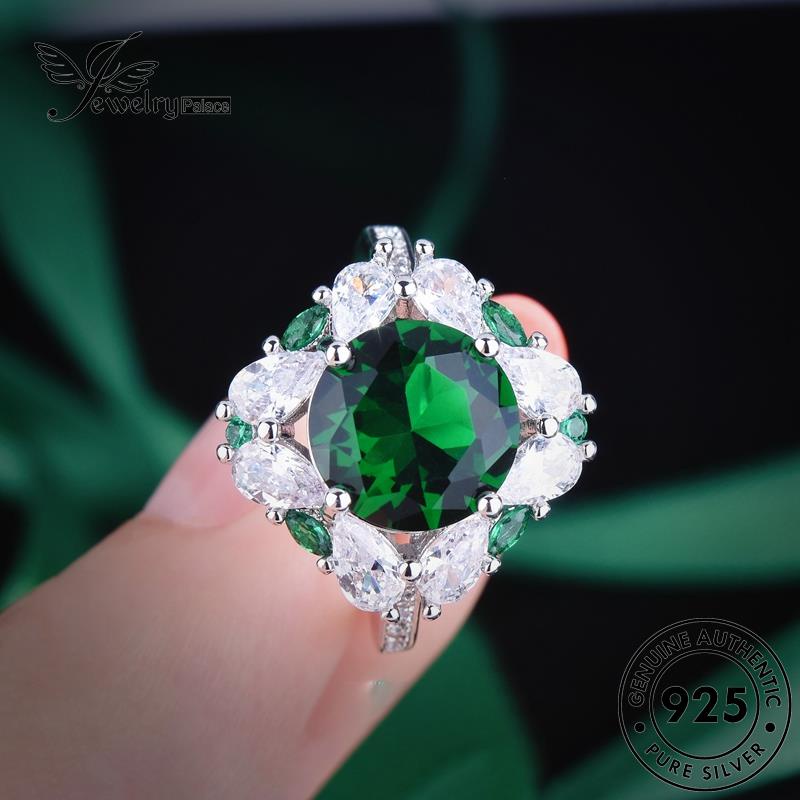 JEWELRYPALACE Murni korea 925 Original Silver Luxury Perhiasan Kawin Cincin Silver Wanita Nikah Perak Aksesori Asli Emerald Square Sterling R2353