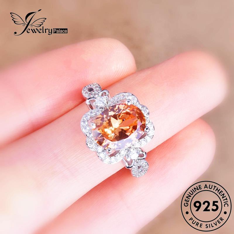 Jewelrypalace Citrine Square925 Cincin Perak Asli Mewah Wanita R2416