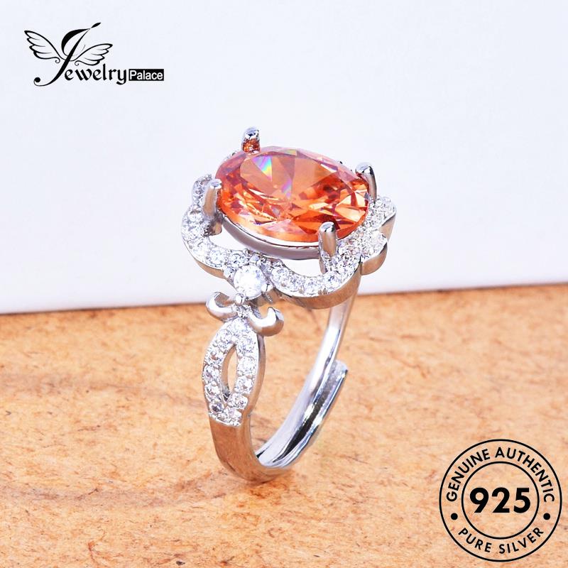 Jewelrypalace Citrine Square925 Cincin Perak Asli Mewah Wanita R2416