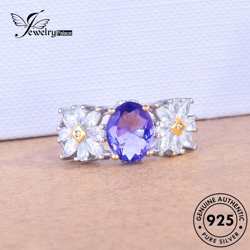 JEWELRYPALACE Perhiasan 925 Aksesori Sterling Personalized Wanita Silver korea Asli Amethyst Cincin Sunflower Original Kawin Perak Nikah Silver Murni R2421