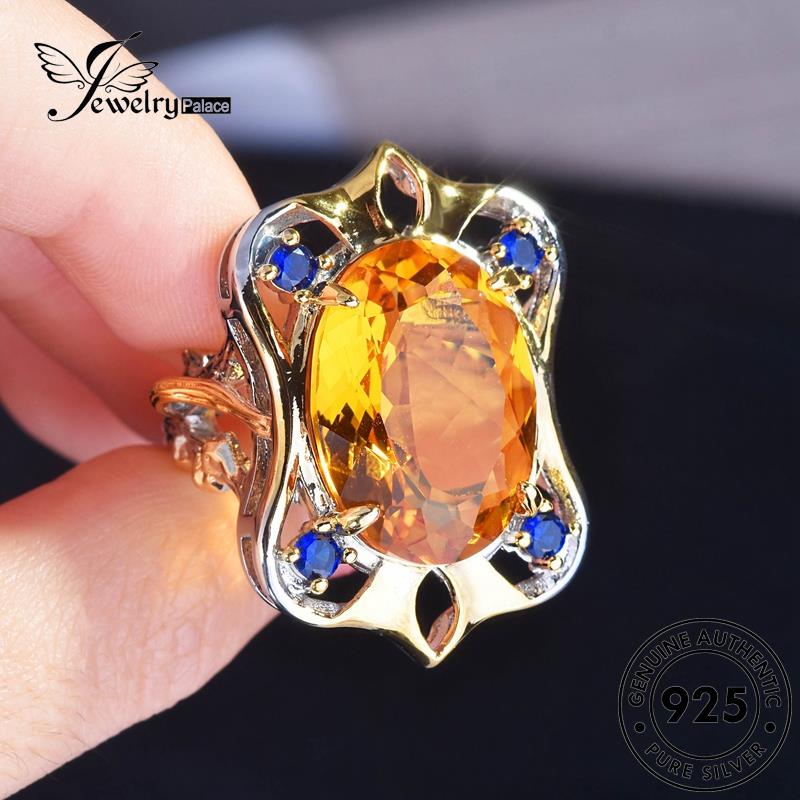 JEWELRYPALACE Style Aksesori Murni Retro Asli Perhiasan Court Perak Nikah Citrine 925 Kawin Silver korea Wanita Sterling Silver Original Cincin R2501