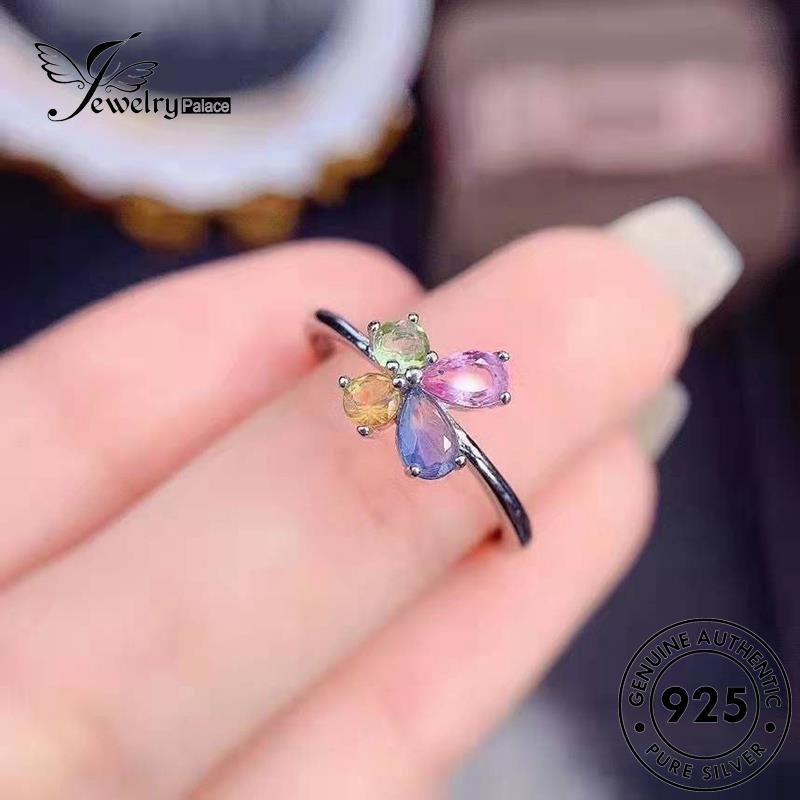 JEWELRYPALACE Perak Kawin 925 Original Diamond Fashion Aksesori Nikah Silver Murni Pink Cincin Silver Perhiasan korea Flowers Asli Crystal Wanita Sterling R2512