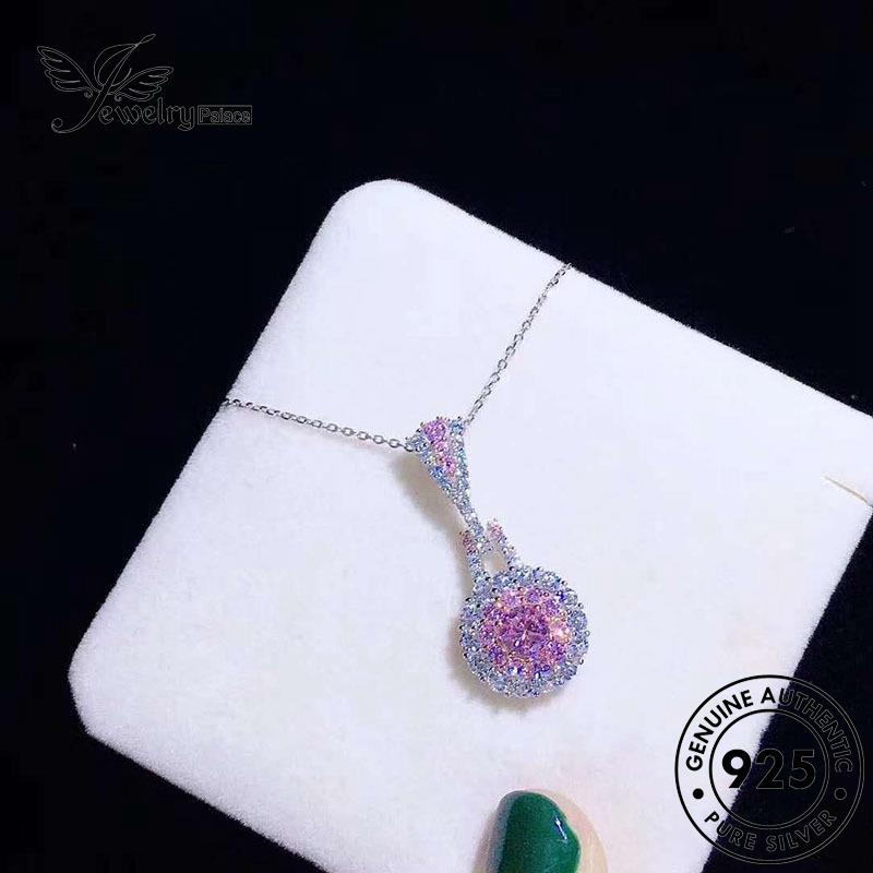 Jewelrypalace Pink Berlian925 Kalung Wanita Cerah Set Perak Fashion Kristal Asli S102