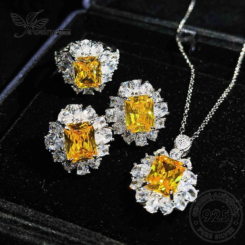 Jewelrypalace Pink Diamond Set Perak Kristal Kreativitas Kalung Wanita Asli925 S105