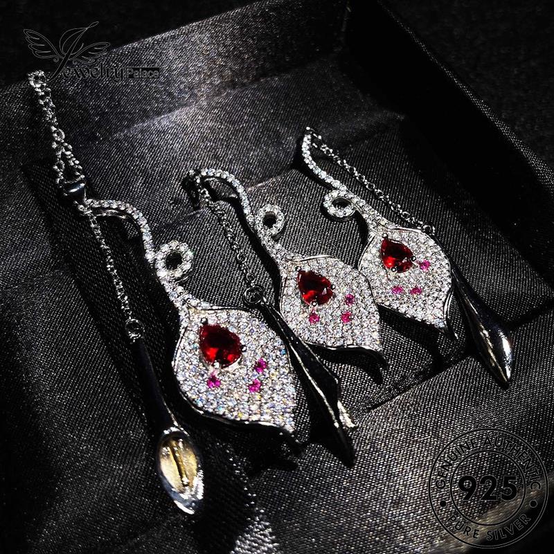 Jewelrypalace Fashion Ruby Calla Set Kalung Lily Asli925 Wanita Perak S129