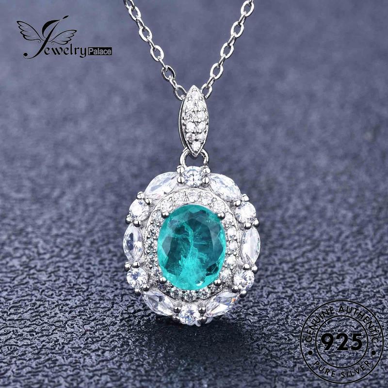 Jewelrypalace Aquamarine Fashionable Set Telur Asli Kalung Perak925Wanita Bentuk S140