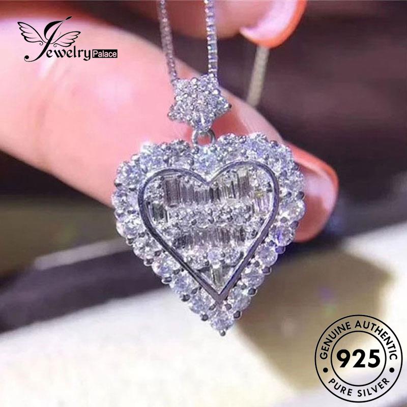 Jewelrypalace Kalung Berlian Perak925 Set Asli Fashion Wanita Moissanite S147