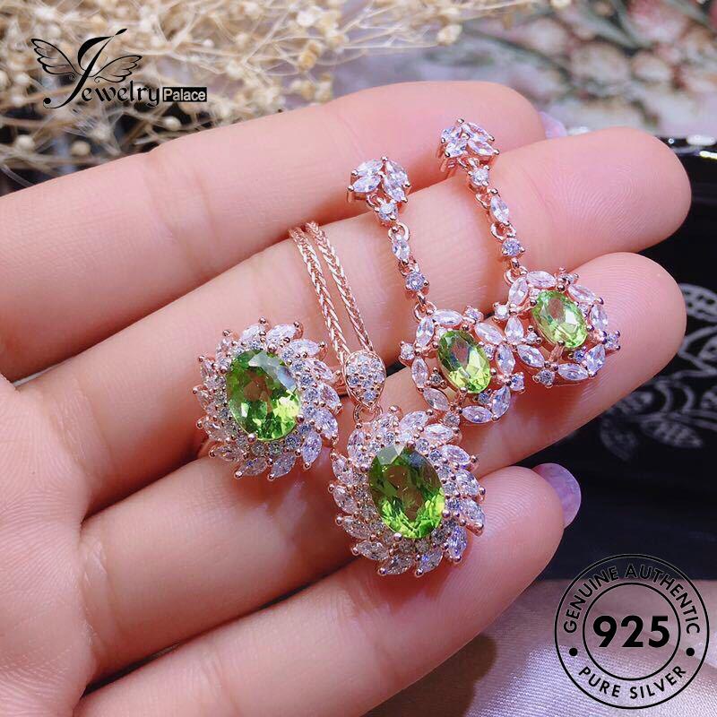 Jewelrypalace Asli Kreatif Motif Zamrud925 Wanita Perak Set Kalung S182