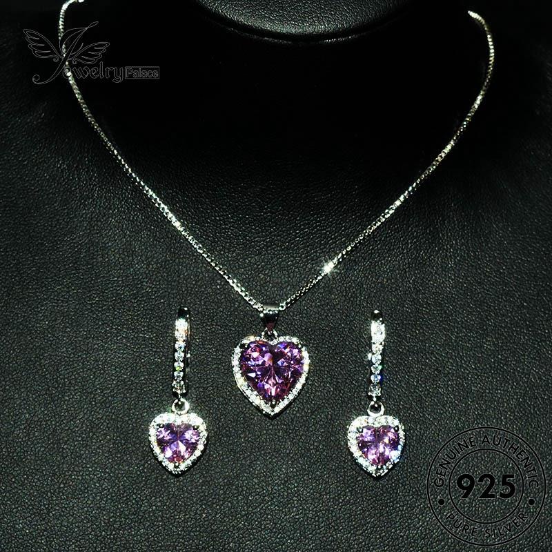 Tempat Perhiasan925 Set Perak Asli Wanita Kalung Amethyst S167